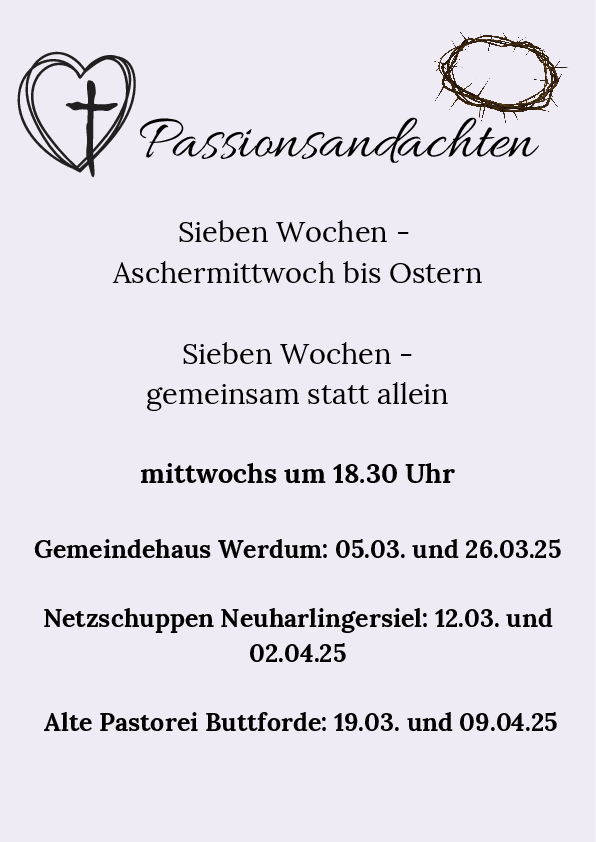Termine für die Passionsandachten in der Fastenzeit 2025