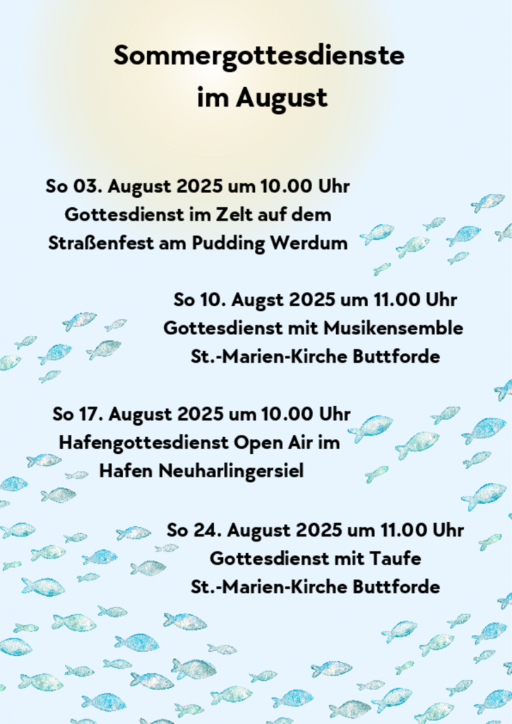 Termine der Gottesdienste im August 25