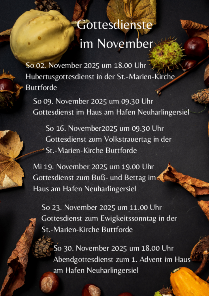 Liste der Gottesdienste als Bild